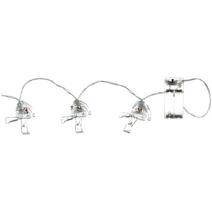 LED Kerst lichtsnoer 10xLED/2xAA/warm wit 1,65m Sneeuwpoppen