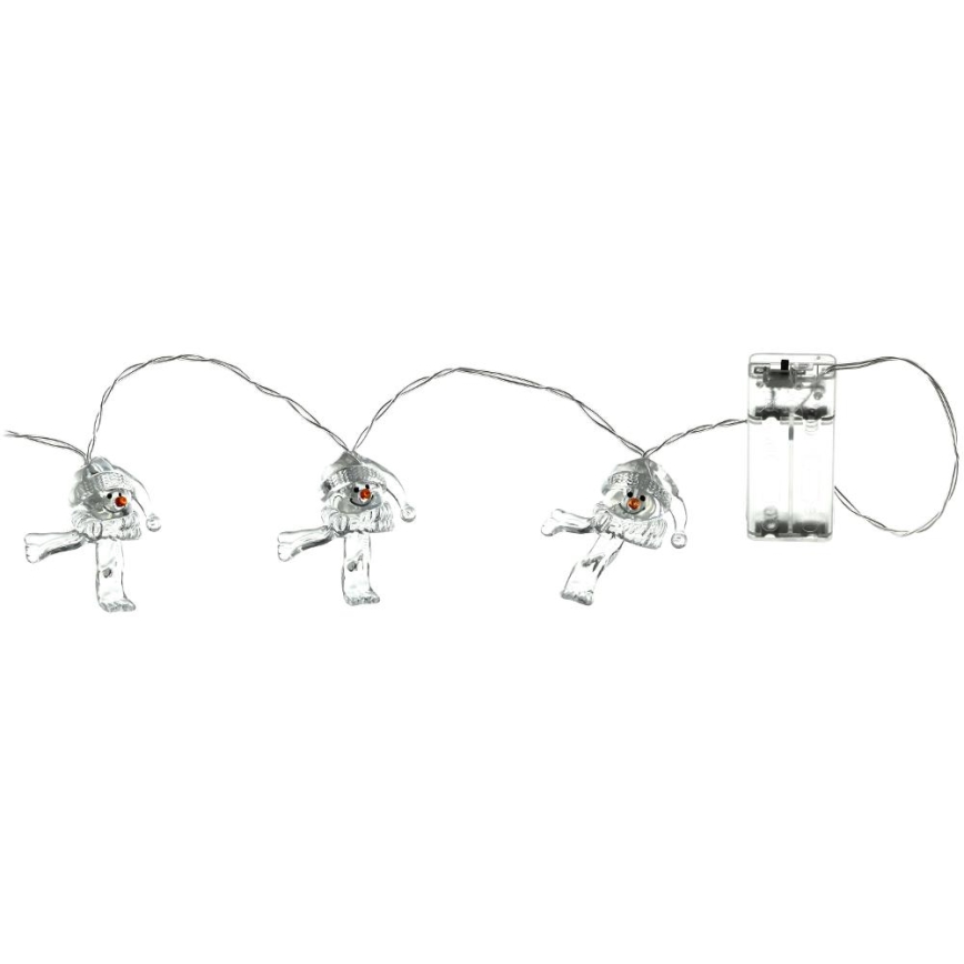 LED Kerst lichtsnoer 10xLED/2xAA/warm wit 1,65m Sneeuwpoppen