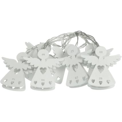 LED Kerst lichtsnoer 10xLED/2xAA/warm wit 2m engelen