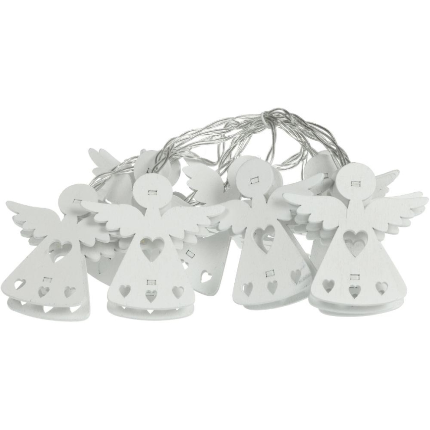 LED Kerst lichtsnoer 10xLED/2xAA/warm wit 2m engelen