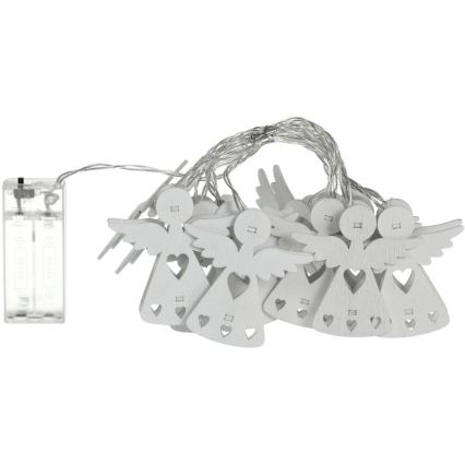 LED Kerst lichtsnoer 10xLED/2xAA/warm wit 2m engelen
