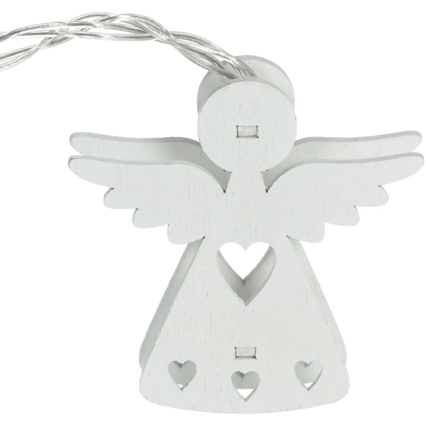 LED Kerst lichtsnoer 10xLED/2xAA/warm wit 2m engelen