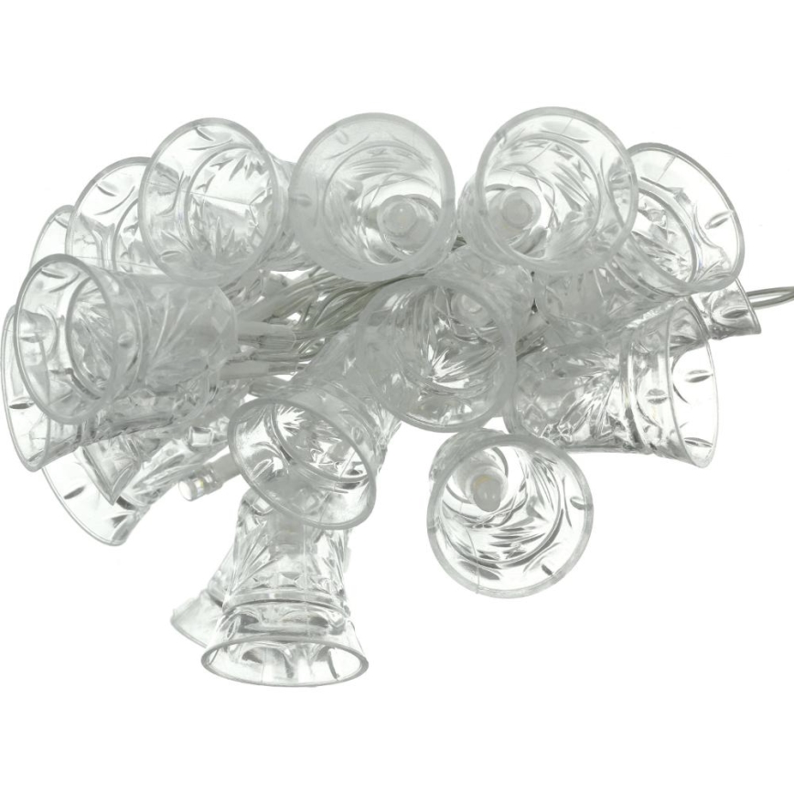 LED Kerst lichtsnoer 20xLED/3xAA/warm wit 2,2m klokken