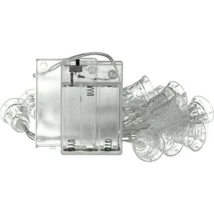 LED Kerst lichtsnoer 20xLED/3xAA/warm wit 2,2m klokken