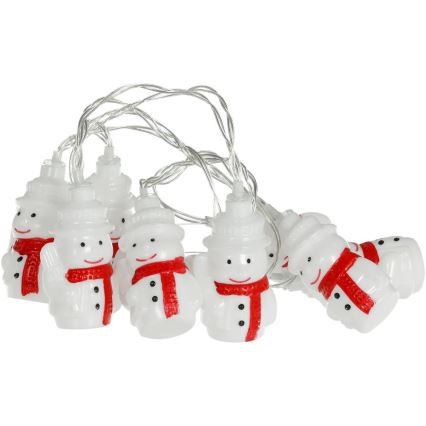LED Kerst lichtsnoer 20xLED/3xAA/warm wit 3,3m Sneeuwpoppen