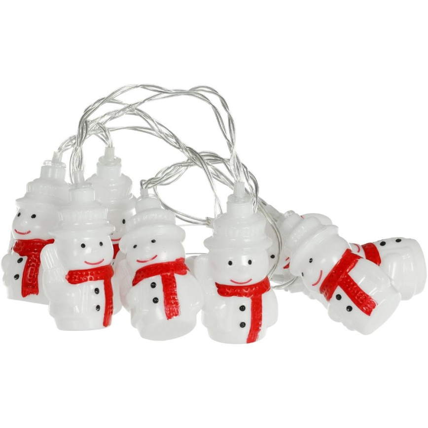 LED Kerst lichtsnoer 20xLED/3xAA/warm wit 3,3m Sneeuwpoppen