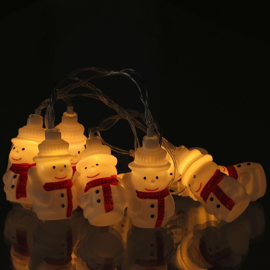 LED Kerst lichtsnoer 20xLED/3xAA/warm wit 3,3m Sneeuwpoppen