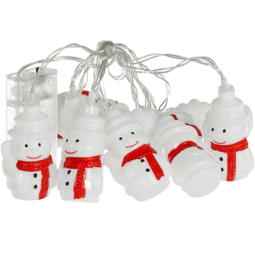 LED Kerst lichtsnoer 20xLED/3xAA/warm wit 3,3m Sneeuwpoppen
