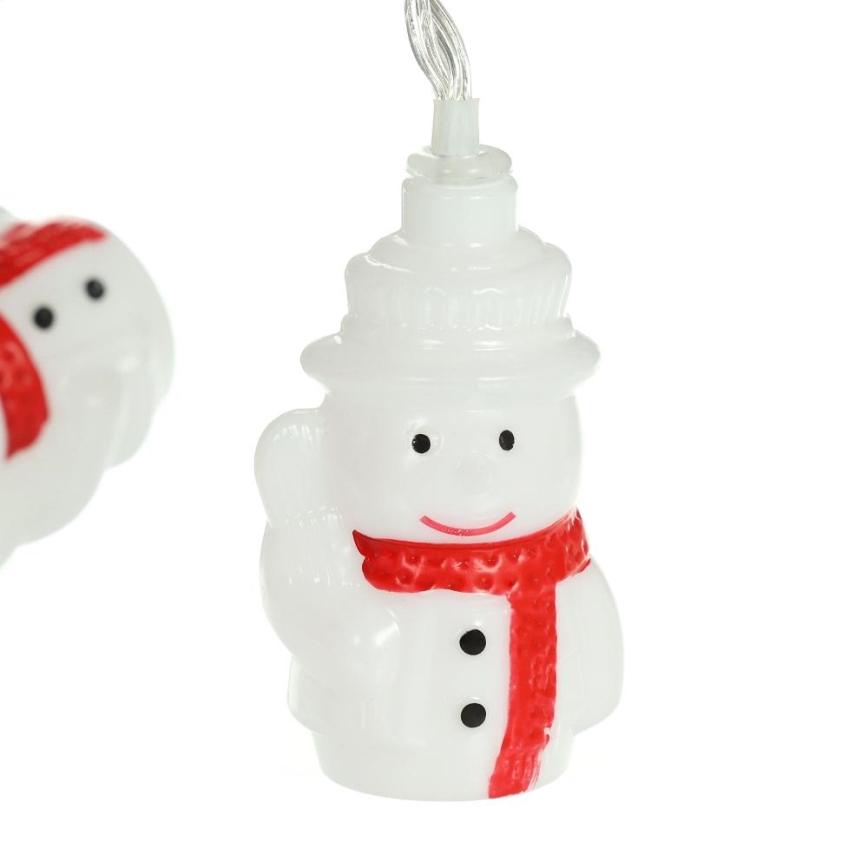 LED Kerst lichtsnoer 20xLED/3xAA/warm wit 3,3m Sneeuwpoppen