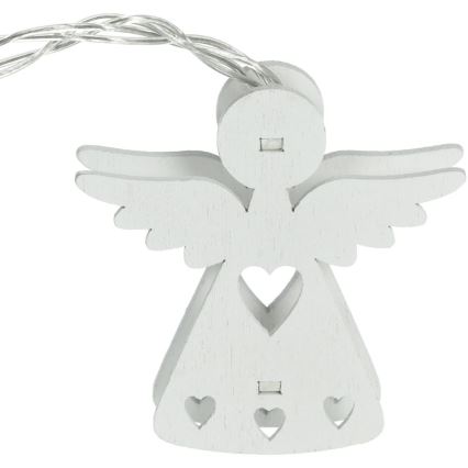 LED kerstlichtsnoer 10xLED/2xAA/warm wit 2m met engeltjes