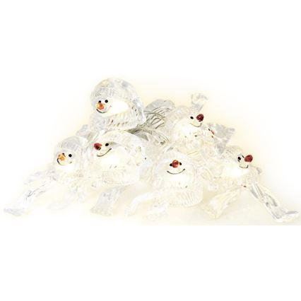 LED kerstlichtsnoer 10xLED/2xAA/warm wit 1,65m sneeuwpoppen