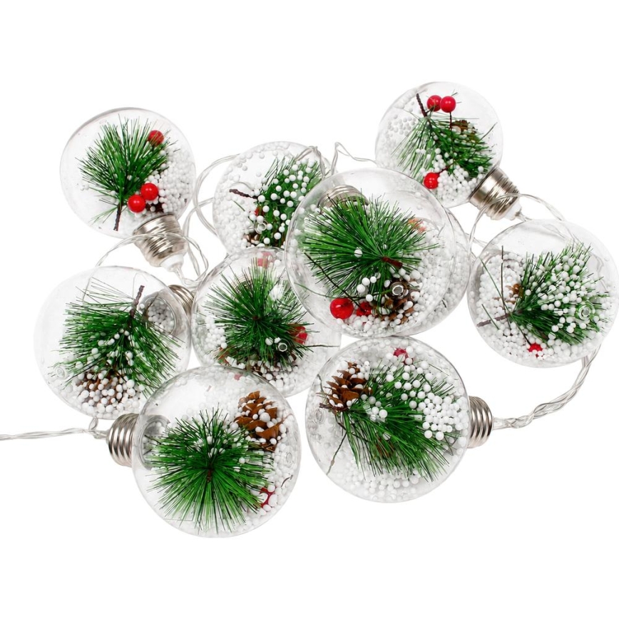LED kerstverlichting 10xLED/3xAAA/warm wit 2,1m kerstballen
