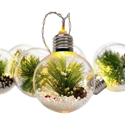 LED kerstverlichting 10xLED/3xAAA/warm wit 2,1m kerstballen