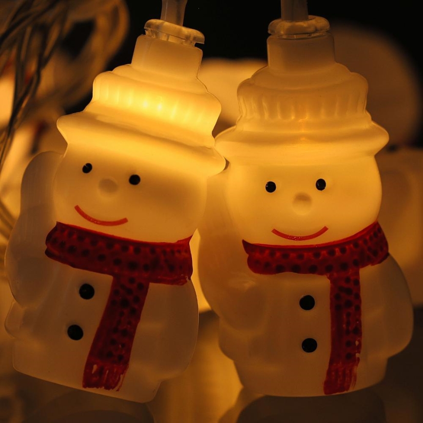 LED kerstlichtsnoer 20xLED/3xAA/warm wit 3,3m sneeuwpoppen