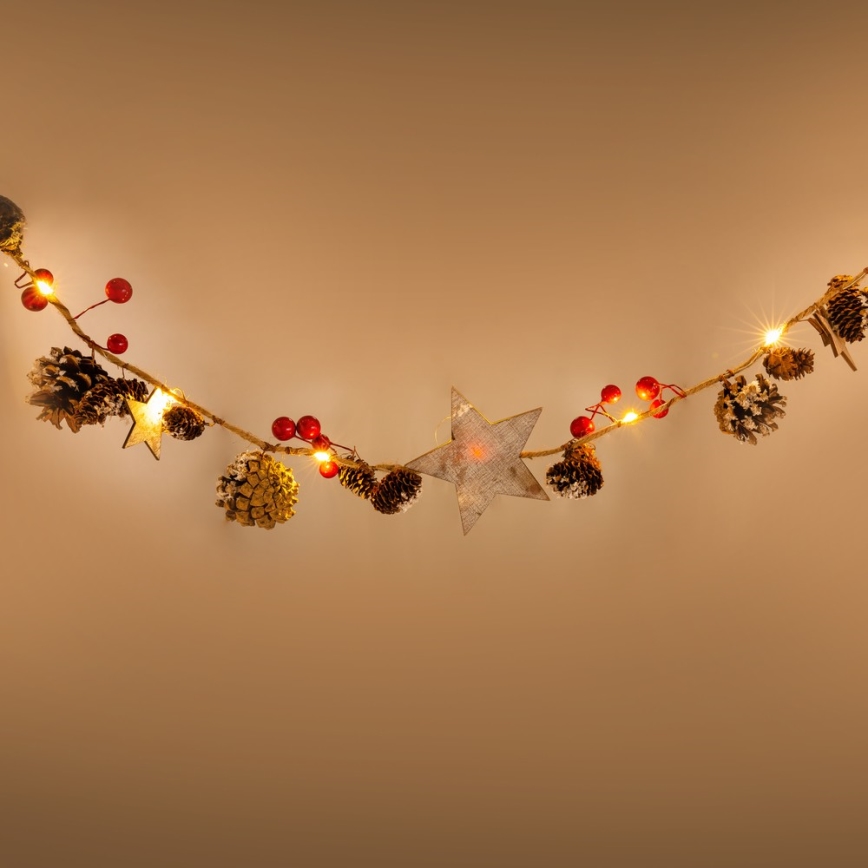 LED-lichtsnoer 10xLED/3xAA 2,5m warm wit