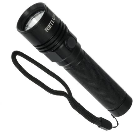 Oplaadbare aluminium LED-zaklamp LED/3W/2000 mAh IPX4 zwart