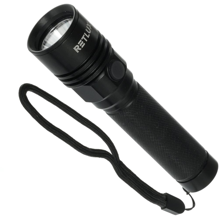 Oplaadbare aluminium LED-zaklamp LED/3W/2000 mAh IPX4 zwart