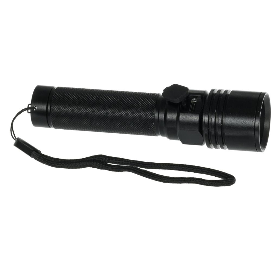 Oplaadbare aluminium LED-zaklamp LED/3W/2000 mAh IPX4 zwart