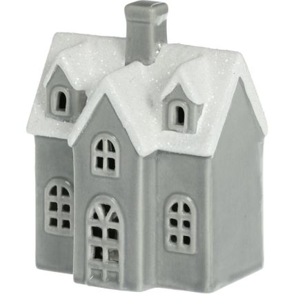 LED Porselein decoratie LED/2xLR44/warm wit huis grijs