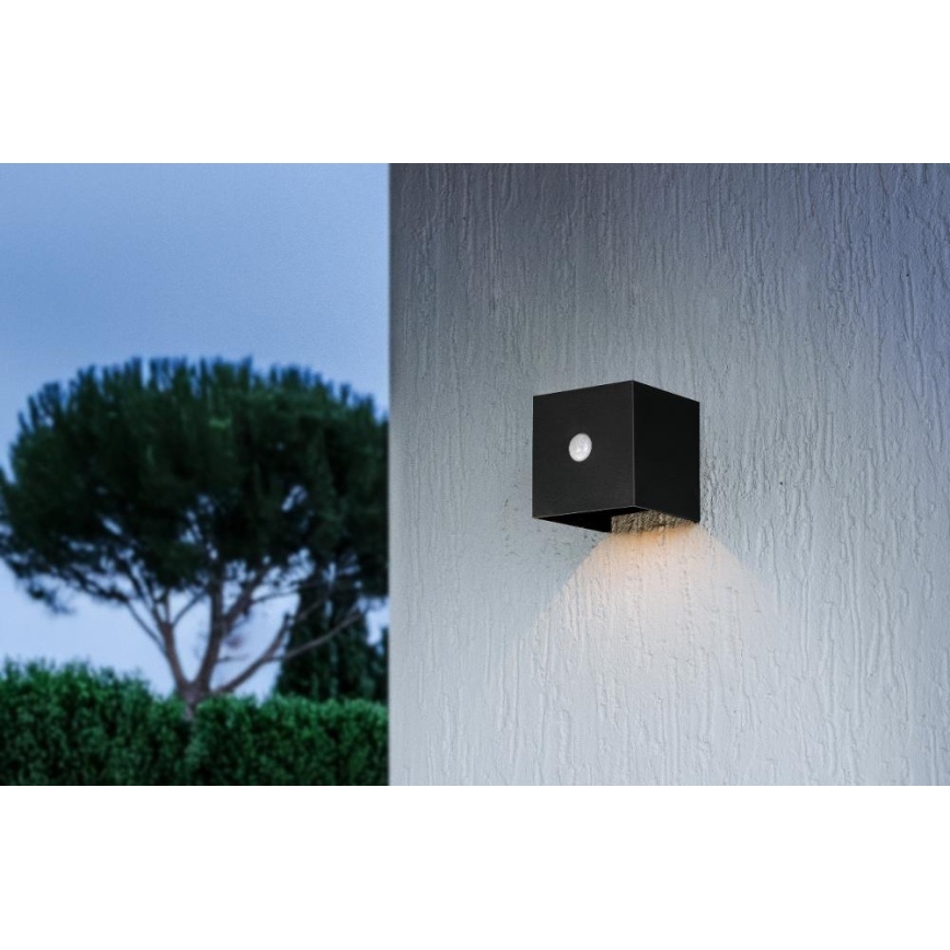 Retlux - LED-zonne-wandlamp met sensor LED/1W/3,7V 1200 mAh IP44 zwart