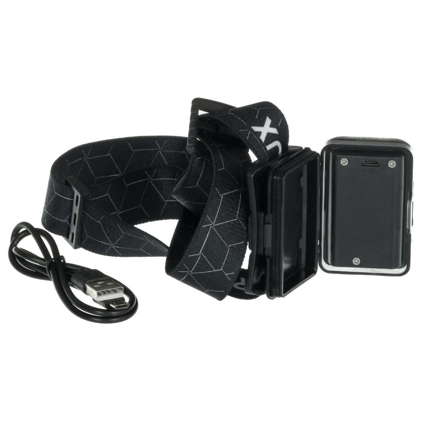 LED-oplaadbare hoofdlamp, 3W, 1200 mAh, IP67, zwart