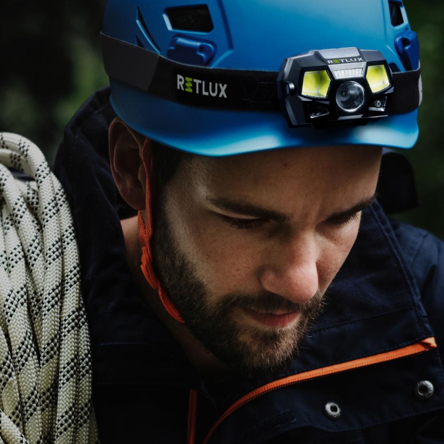 LED-oplaadbare hoofdlamp met sensor LED/3W/900 mAh IP44 zwart