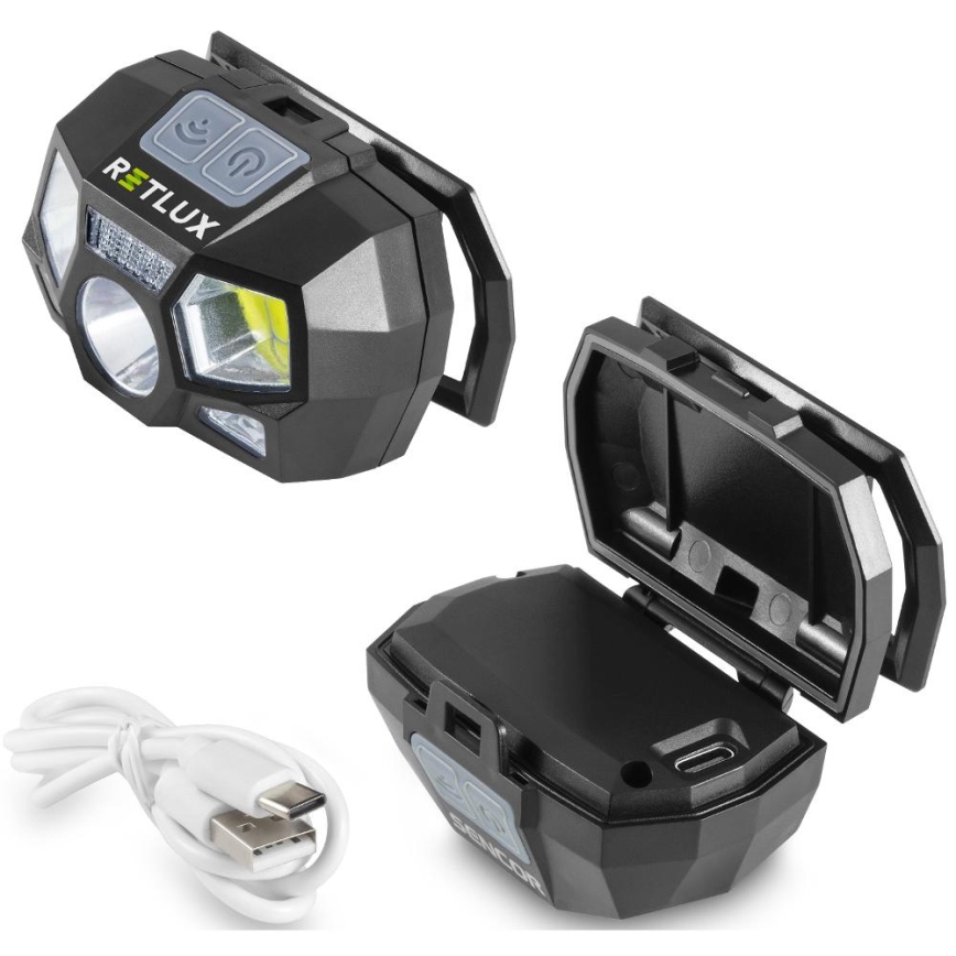 LED-oplaadbare hoofdlamp met sensor LED/3W/900 mAh IP44 zwart