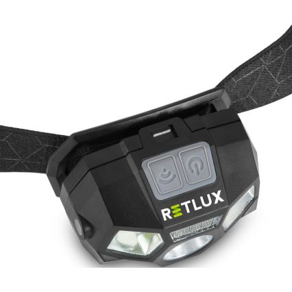 LED-oplaadbare hoofdlamp met sensor LED/3W/900 mAh IP44 zwart