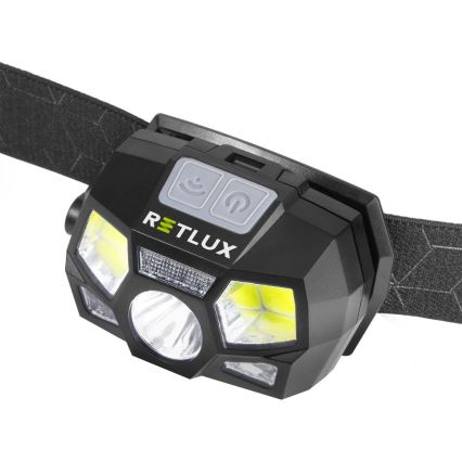 LED-oplaadbare hoofdlamp met sensor LED/3W/900 mAh IP44 zwart