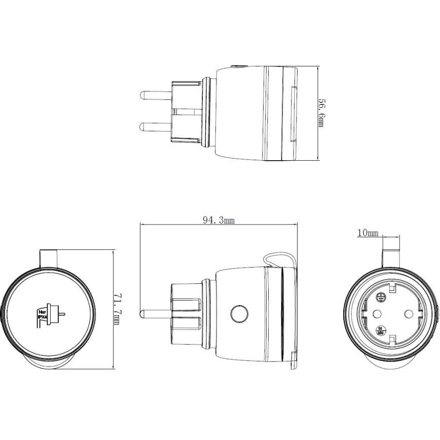 Smart buitenshuis stopcontact 3680W/230V/Type F SCHUKO/16A Wi-Fi IP44