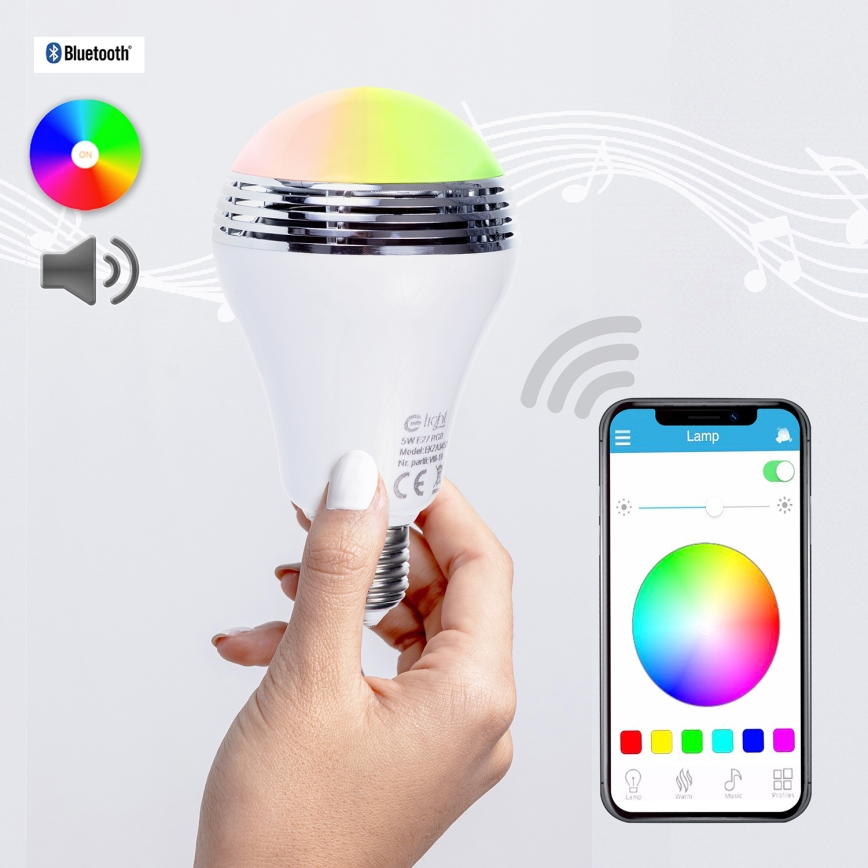 RGB LED lamp met Bluetooth speaker E27/8W/230V 2700K