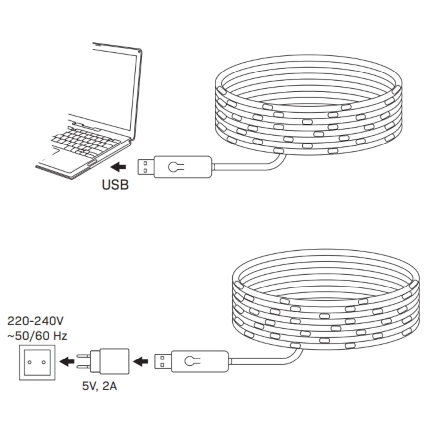 RGB LED-lichtsnoer LED/10W/5V 10 m USB + afstandsbediening