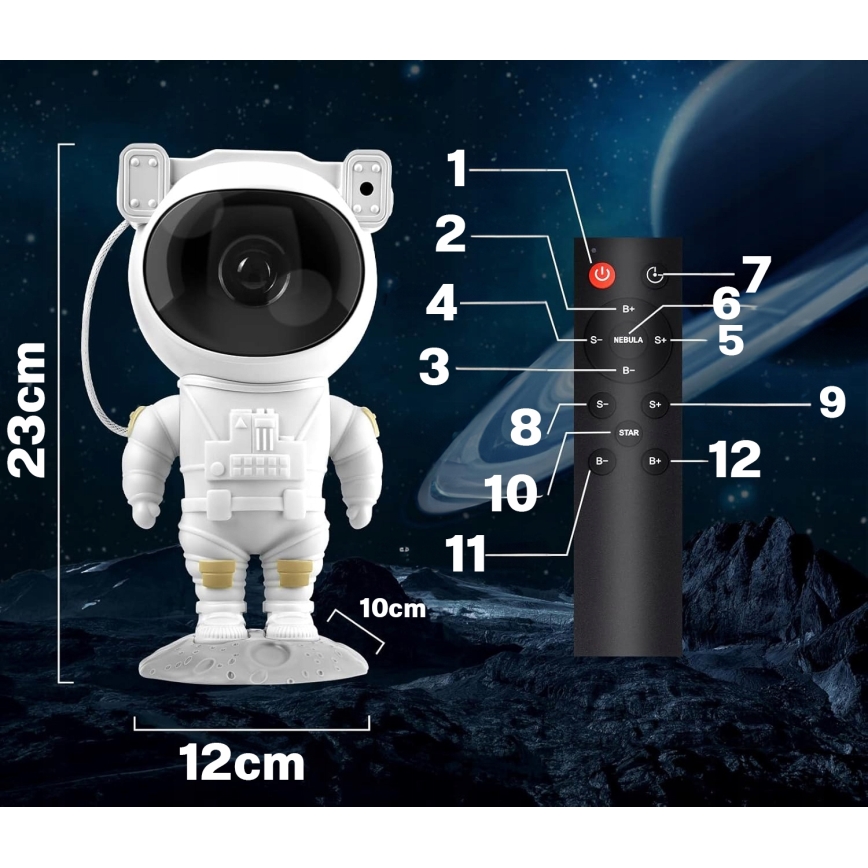RGB LED-projector LED/5W/5V astronaut + afstandsbediening
