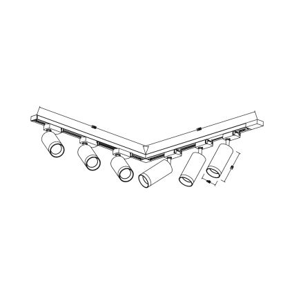 Richtbare spot in railsysteem MICA 6xGU10/10W/230V wit/mat chroom