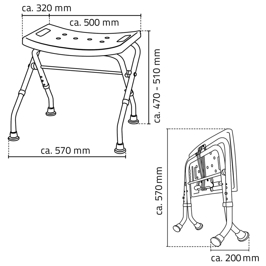 Ridder - Opvouwbare kruk 50 x 51 cm, wit