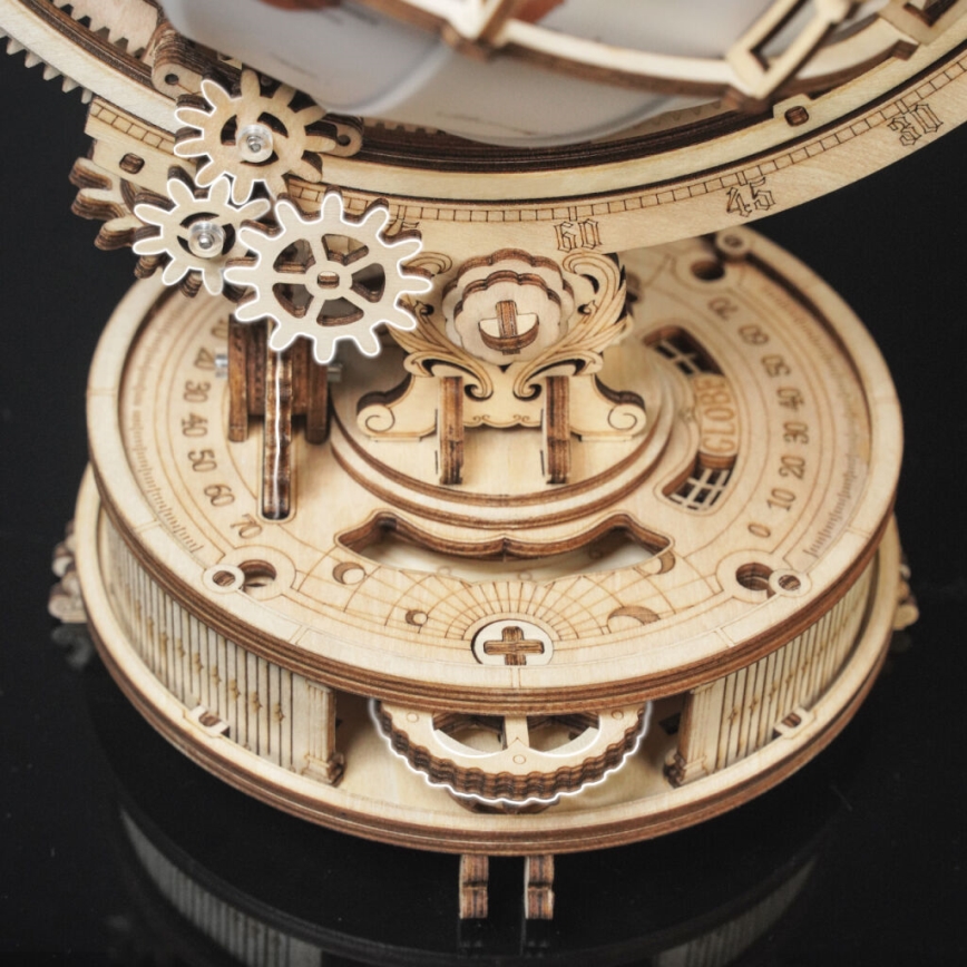 RoboTime - 3D houten mechanische puzzel Gloeiende wereldbol