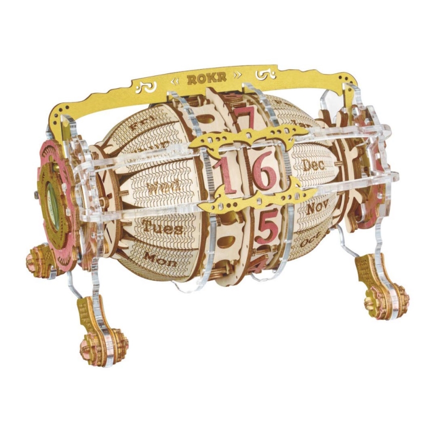 RoboTime - 3D houten mechanische puzzel Kalender met horloge