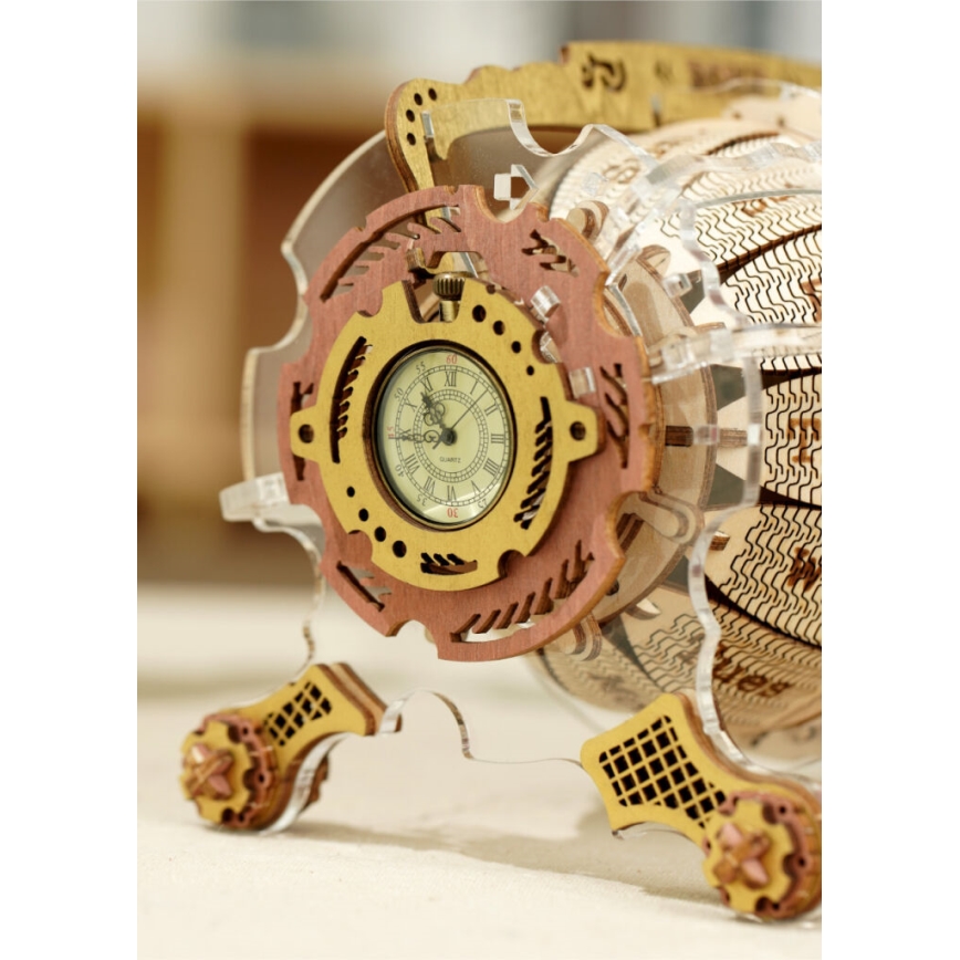 RoboTime - 3D houten mechanische puzzel Kalender met horloge
