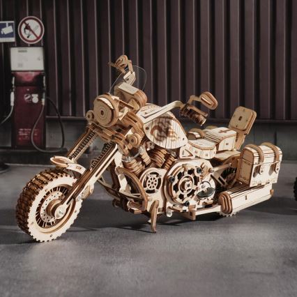 RoboTime - 3D houten mechanische puzzel Motorfiets cruiser