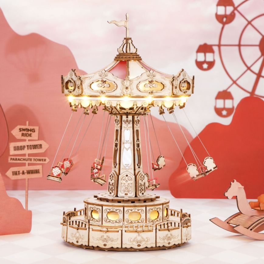 RoboTime - 3D muziekdoos puzzel Ketting carrousel 3xAAA