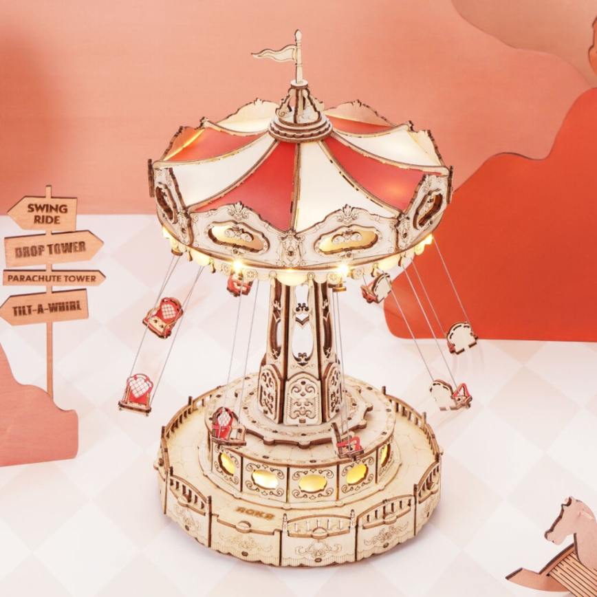 RoboTime - 3D muziekdoos puzzel Ketting carrousel 3xAAA