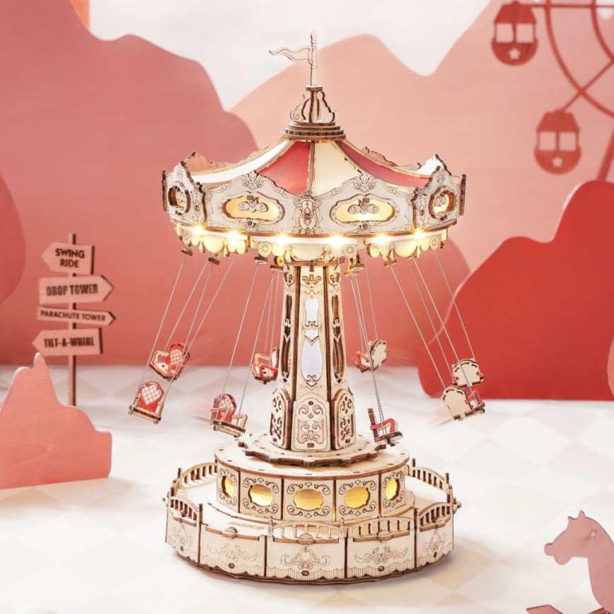 RoboTime - 3D muziekdoos puzzel Ketting carrousel 3xAAA