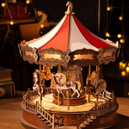 RoboTime - 3D muziekdoos puzzel Klassiek carrousel 5V