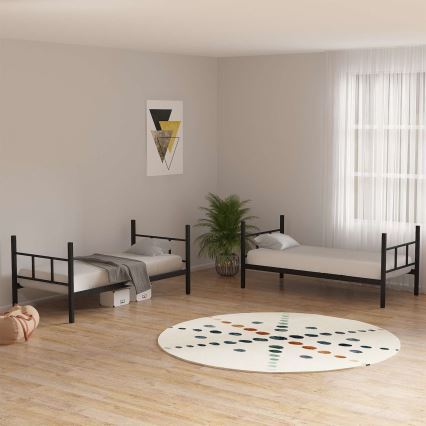 Robuust metalen stapelbed MAVEN 90x200 cm, zwart, draagvermogen 2×100 kg (per bed)