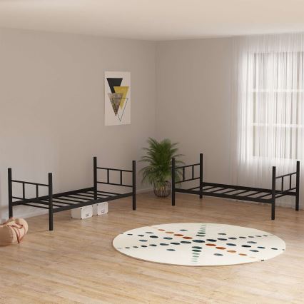 Robuust metalen stapelbed MAVEN 90x200 cm, zwart, draagvermogen 2×100 kg (per bed)