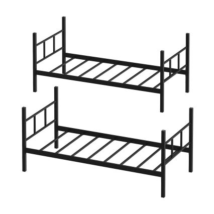 Robuust metalen stapelbed MAVEN 90x200 cm, zwart, draagvermogen 2×100 kg (per bed)