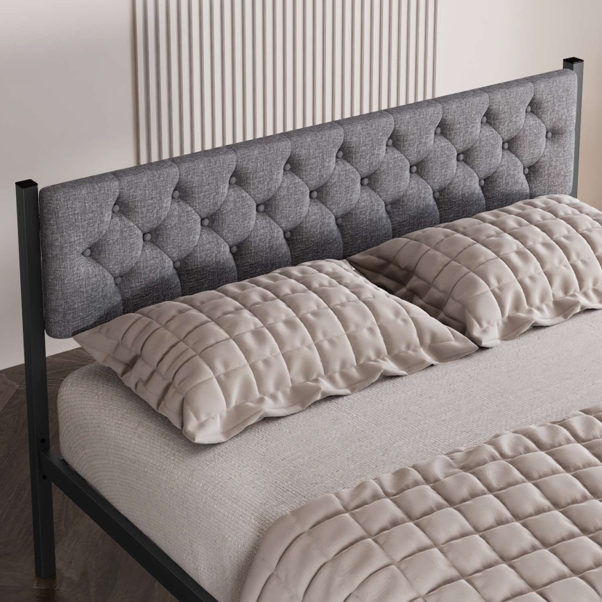 Robuust metalen tweepersoonsbed KAROM 160x200 cm, grijs, draagvermogen 200 kg