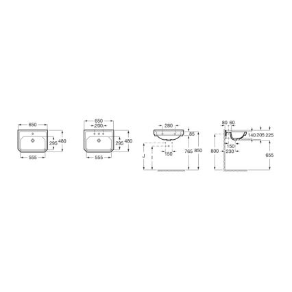 Roca A3270A1000 - Wandgemonteerde wastafel CARMEN 65x48 cm keramiek/wit