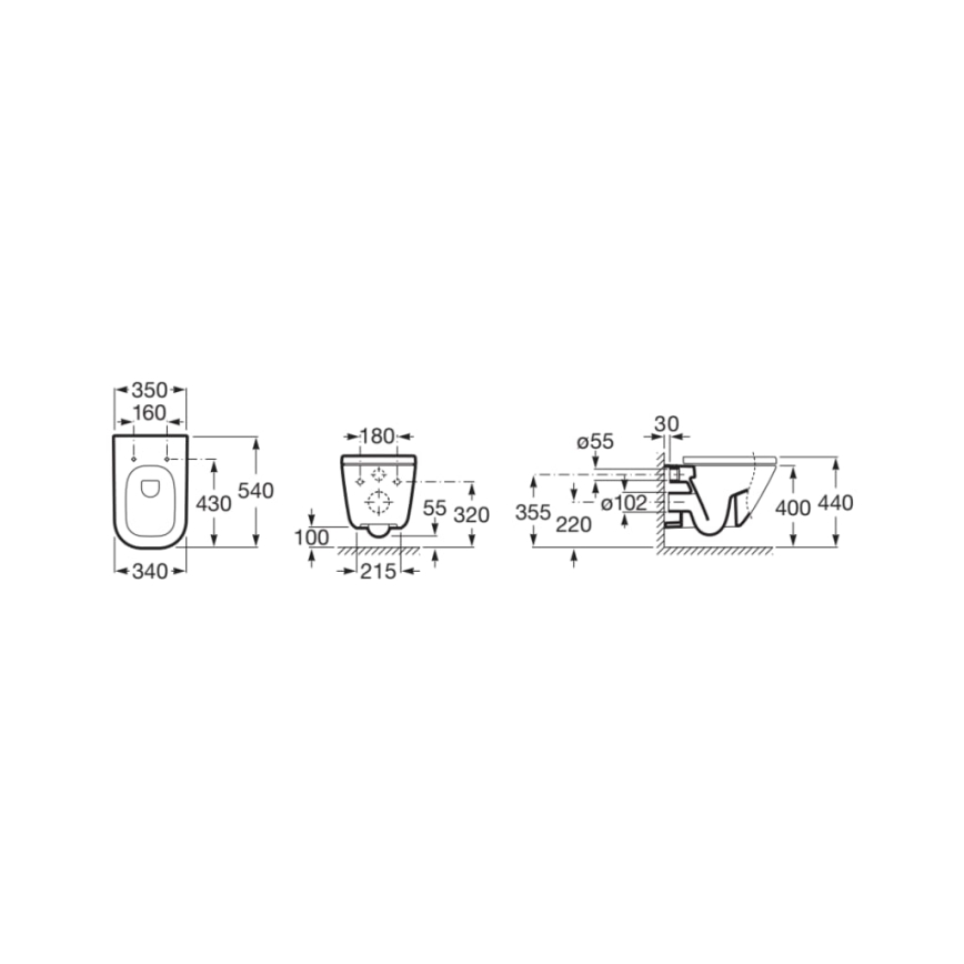 Roca A346477000 - Hangend toilet GAP keramiek/wit