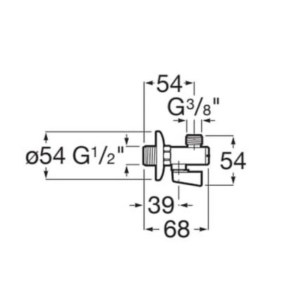Roca A525168200 - AQUA hoekstopkraan, glanzend chroom